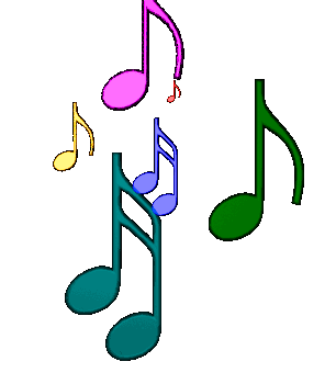 colorful musical notes flying